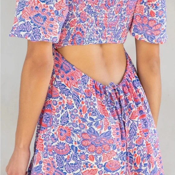 Lovestitch Pink and Blue Smocked Midi Sundress - Picture 2 of 4